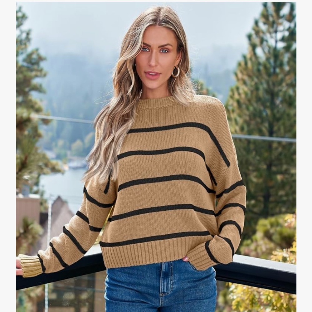 LILLUSORY Striped Ribbed Knit Crewneck Sweater size XL